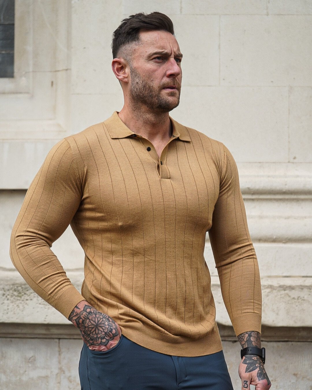 Henry | Maglione in Mistura di Lana con Motivo Verticale